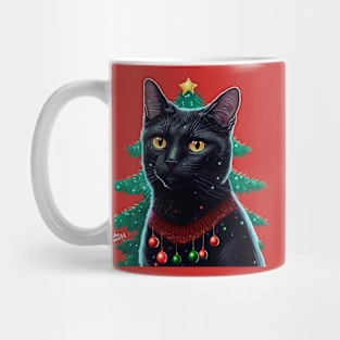 Meowy Christmas Black Cat Mug